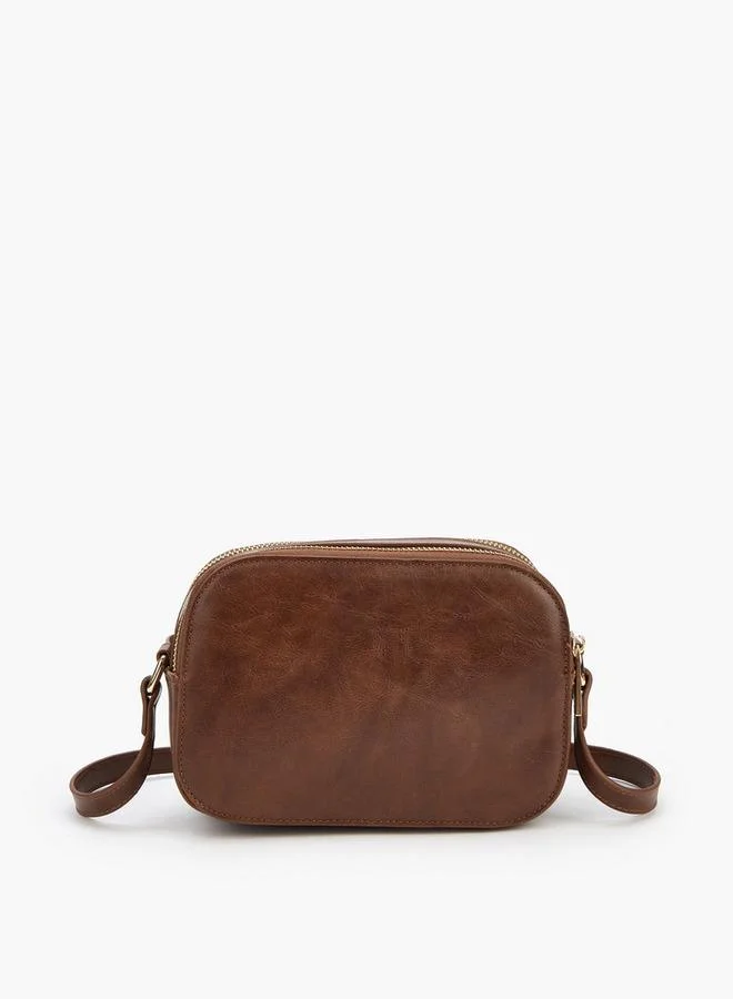 Flora Bella By Shoexpress Logo Accent Crossbody Bag with Adjustable Shoulder Strap