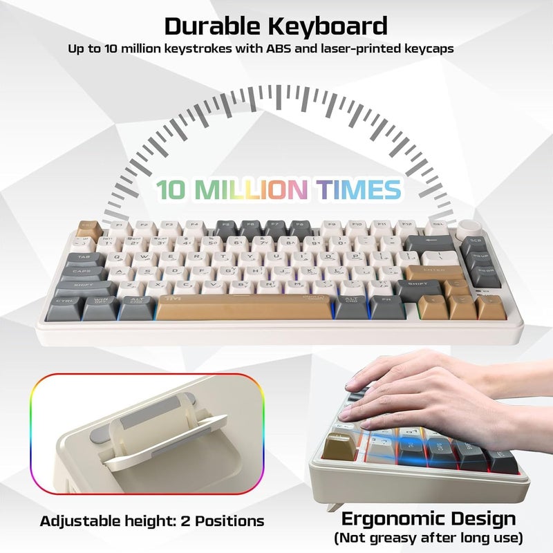 TWISTED MINDS Imperium Pro Series TM‑MK75‑WPRO 75% Compact 80‑Key Gaming Membrane Keyboard with Volume Control Knob, Rainbow Lighting, 19 Anti‑Ghosting Keys, Type‑C Wired Connection – English/Arabic - Image 4