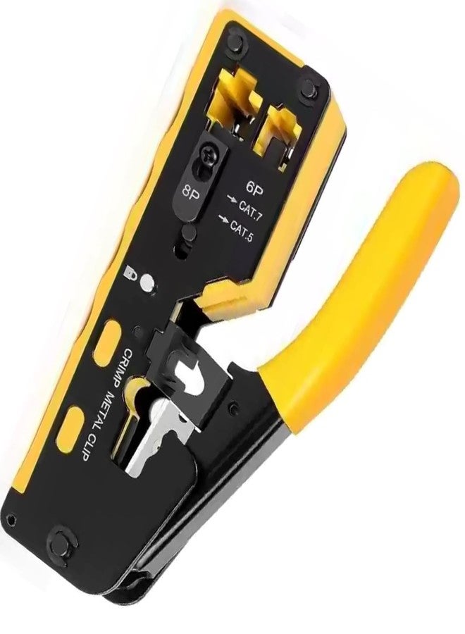 BLACK CROWN Rj45 Crimp Tool Pass Through Ethernet Crimping Tool kit for 8P-Cat7 Cat6 Cat5 6P,Shielded & Unshielded Standard Modular Plugs, Ethernet Crimping Tool, RJ45 Crimper (Multi Colour). - Image 1