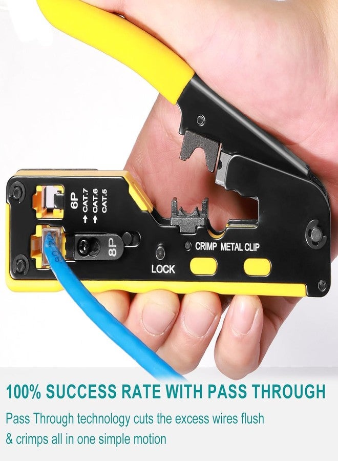 BLACK CROWN Rj45 Crimp Tool Pass Through Ethernet Crimping Tool kit for 8P-Cat7 Cat6 Cat5 6P,Shielded & Unshielded Standard Modular Plugs, Ethernet Crimping Tool, RJ45 Crimper (Multi Colour). - Image 5