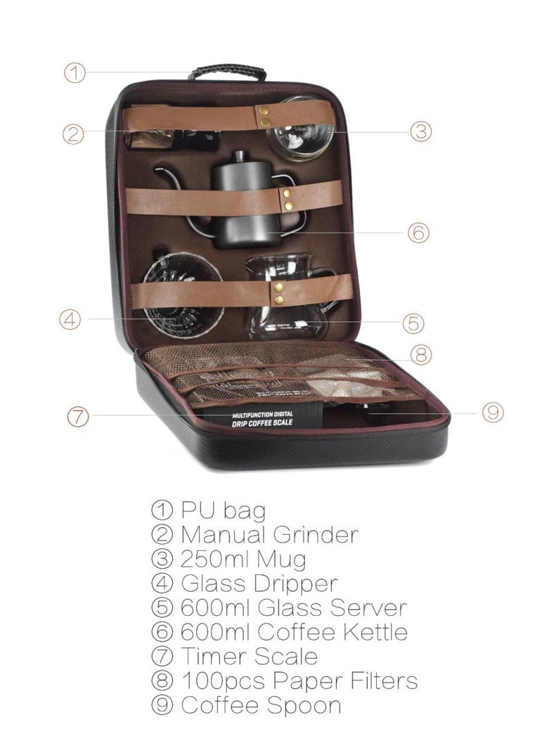 general 9-Piece Hand Brewed Coffee Set Coffee Grinding Gift Box - Image 4