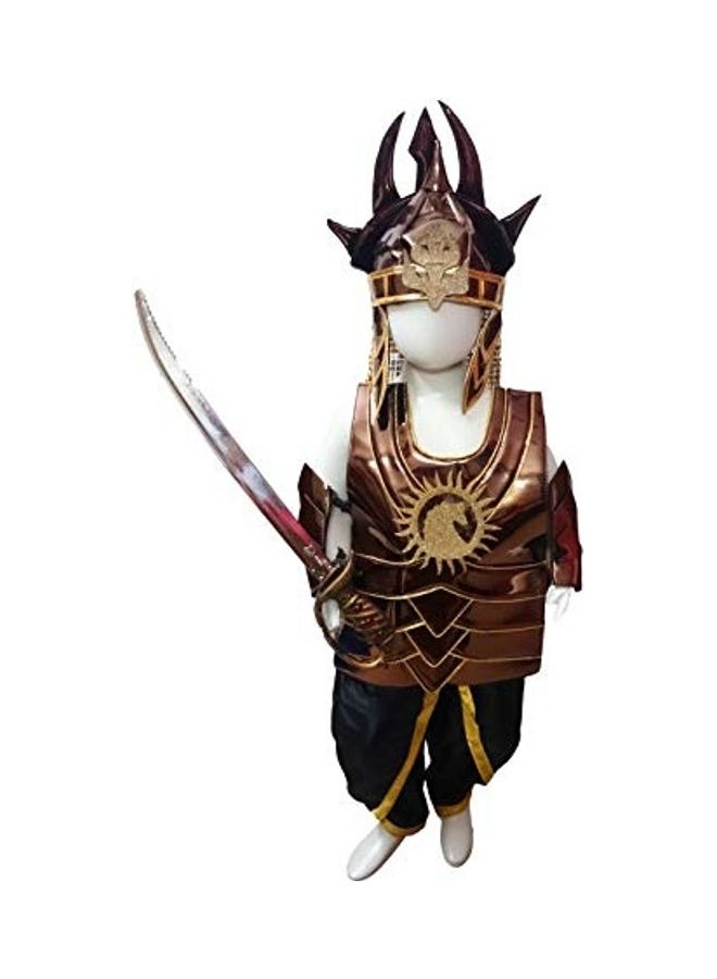 نيبمينينت BookMyCostume Baahubali Warrior with Helmet And Sword Fancy Dress Costume S/M 23x19x3inch - Image 1