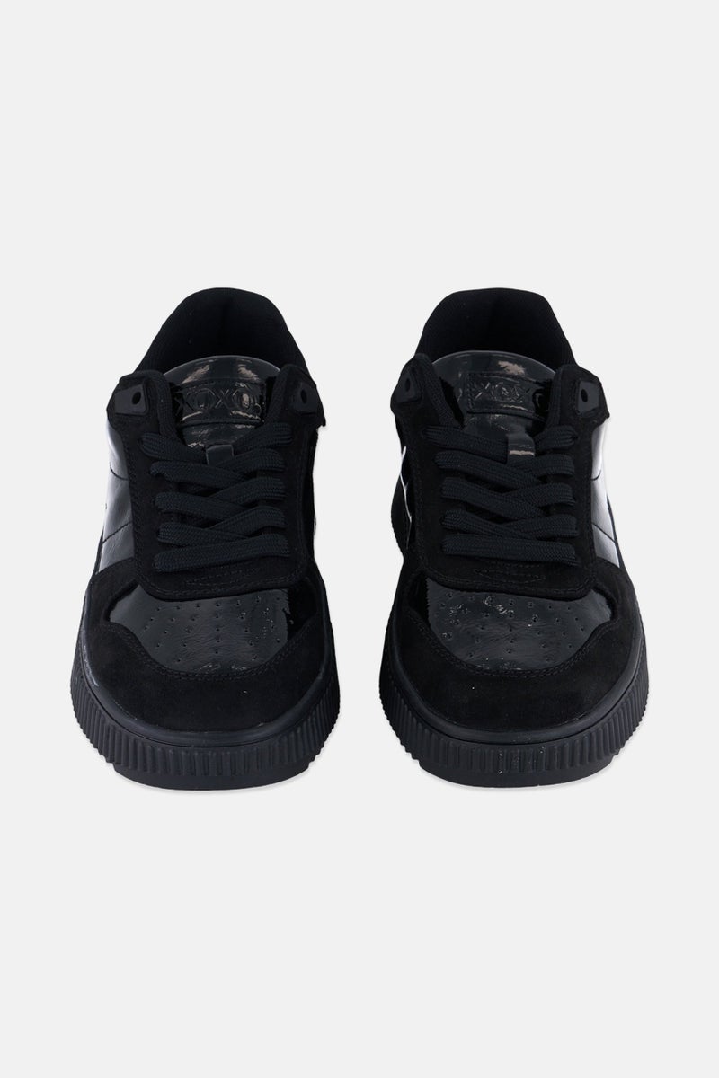 XOXO Women  Low Cut Lace Up Sneaker Shoes, Black - Image 4