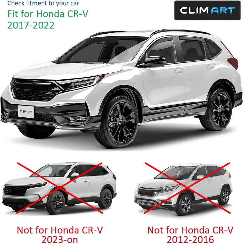CLIM ART In-Channel Rain Guards for Honda CR-V (2017-2022) - Dark Smoke Window Deflectors, 4 pcs - Image 5