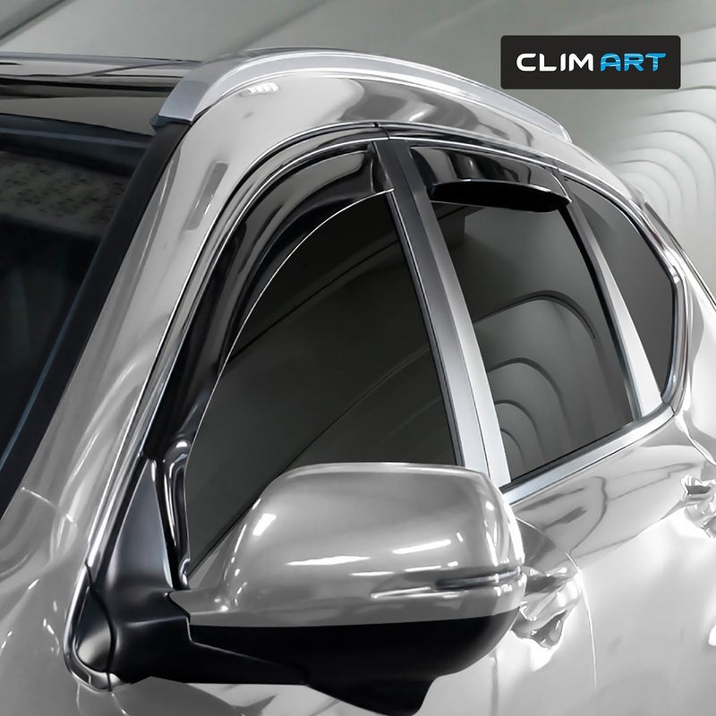 CLIM ART In-Channel Rain Guards for Honda CR-V (2017-2022) - Dark Smoke Window Deflectors, 4 pcs - Image 2