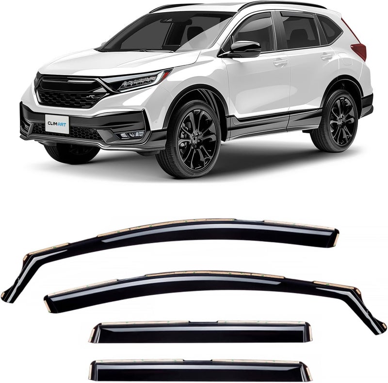 CLIM ART In-Channel Rain Guards for Honda CR-V (2017-2022) - Dark Smoke Window Deflectors, 4 pcs - Image 1
