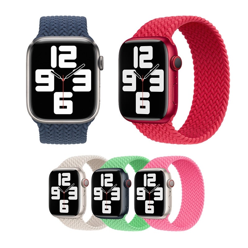 130mm Nylon Braided Watch Band For Apple Watch Series 9&8&7 41mm / SE 3&SE 2&6&SE&5&4 40mm / 3&2&1 38mm(Dark Blue)