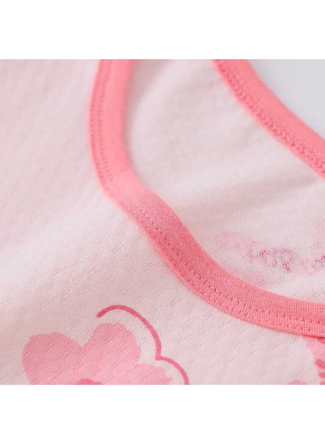 Red Bean Children'S Cotton Home Wear Short Sleeve Set Boys And Girls Summer Thin Air Conditioning Clothes J3358 Berry Red 165 - Image 2