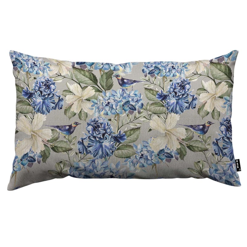 TKS MITLAN Blue Green Floral Pillow Covers 12x20 Inch Spring Plant Flowers Hydrangea Hibiscus Iris Bird Leaf Decorative Throw Pillow Covers Cushion Case for Home Sofa Couch Decoration - Image 1