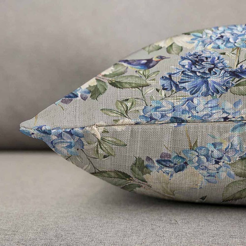 TKS MITLAN Blue Green Floral Pillow Covers 12x20 Inch Spring Plant Flowers Hydrangea Hibiscus Iris Bird Leaf Decorative Throw Pillow Covers Cushion Case for Home Sofa Couch Decoration - Image 5