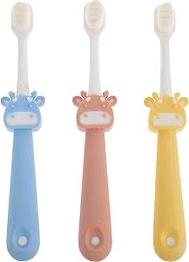 Garneck 3pc Toothbrush Set Fine Soft Bristles Non Slip Deer Design - Image 1