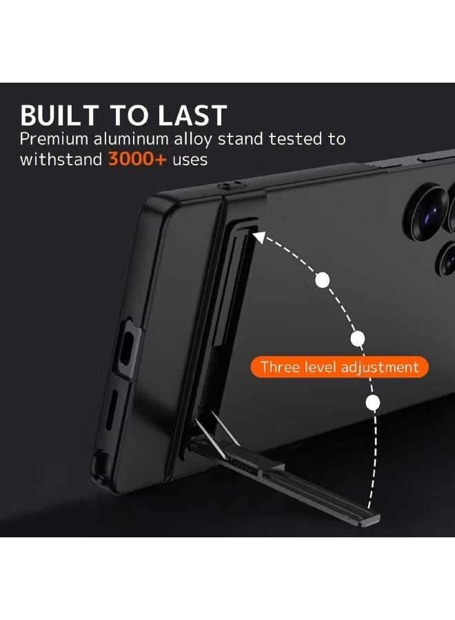 جي كي كي جراب Samsung Galaxy S25 Ultra مع حامل، جراب نحيف بحامل ثلاثي الاتجاهات لهاتف Samsung S25 Ultra، جراب رفيع مضاد للسقوط ومضاد للصدمات ومضاد للاصفرار ومضاد للخدش لهاتف Galaxy S25 Ultra مقاس 6.9 بوصة، أسود - Image 3