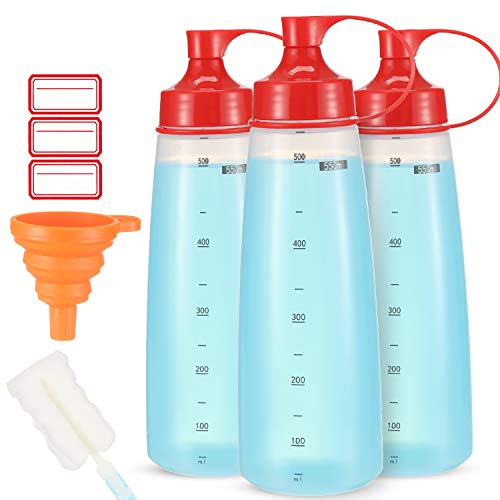 Ondiomn Condiment Squeeze Bottle for Sauces Wide Mouth, Plastic Squeeze Bottles for Condiments, Paint, Ketchup, Mustard, Oil, Resin, Baking, Cake Decorating, Cleaning, BPA Free-Food Grade (19 oz., 3, Count) - Image 1
