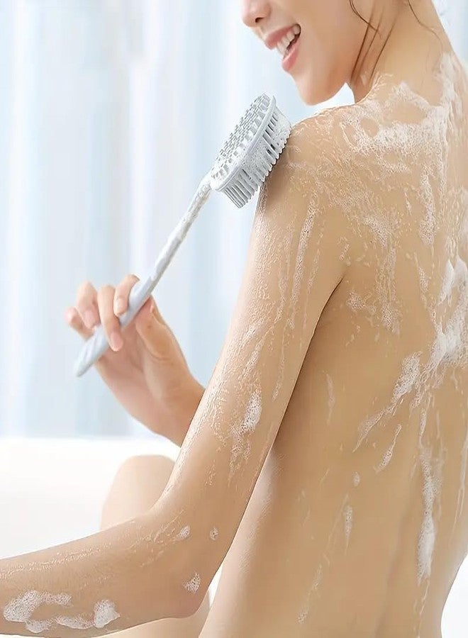 SQUICKLE Double-Sided Silicone Bath Body Brush | Ultra-Soft Bristles and Non-Slip Long Handle | Back Scrubber Exfoliating Skin Massage Brush Shower for Women & Men (Pack Of 1) (Bath Brush) - Image 4