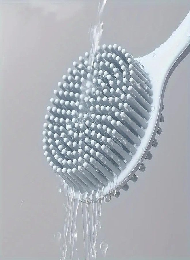 SQUICKLE Double-Sided Silicone Bath Body Brush | Ultra-Soft Bristles and Non-Slip Long Handle | Back Scrubber Exfoliating Skin Massage Brush Shower for Women & Men (Pack Of 1) (Bath Brush) - Image 3