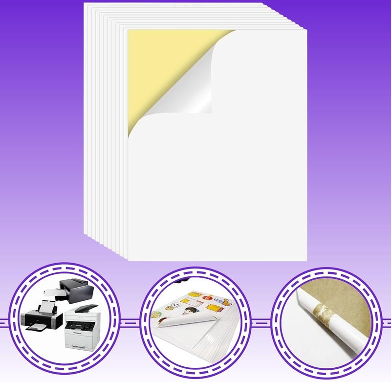 MOTRK Sticker Paper A4 for Laser & Inkjet Printers, Matte Sticker Paper, A4 Size, 100 Sheets, White, Compatible with Laser and Inkjet Printers (100) - Image 4