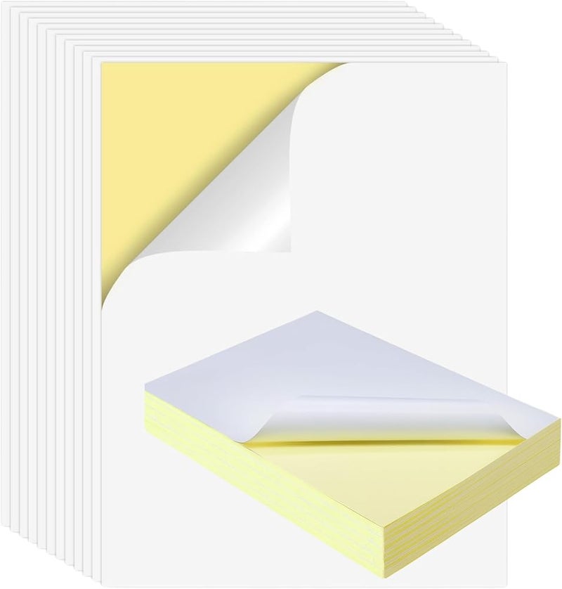 MOTRK Sticker Paper A4 for Laser & Inkjet Printers, Matte Sticker Paper, A4 Size, 100 Sheets, White, Compatible with Laser and Inkjet Printers (100) - Image 1