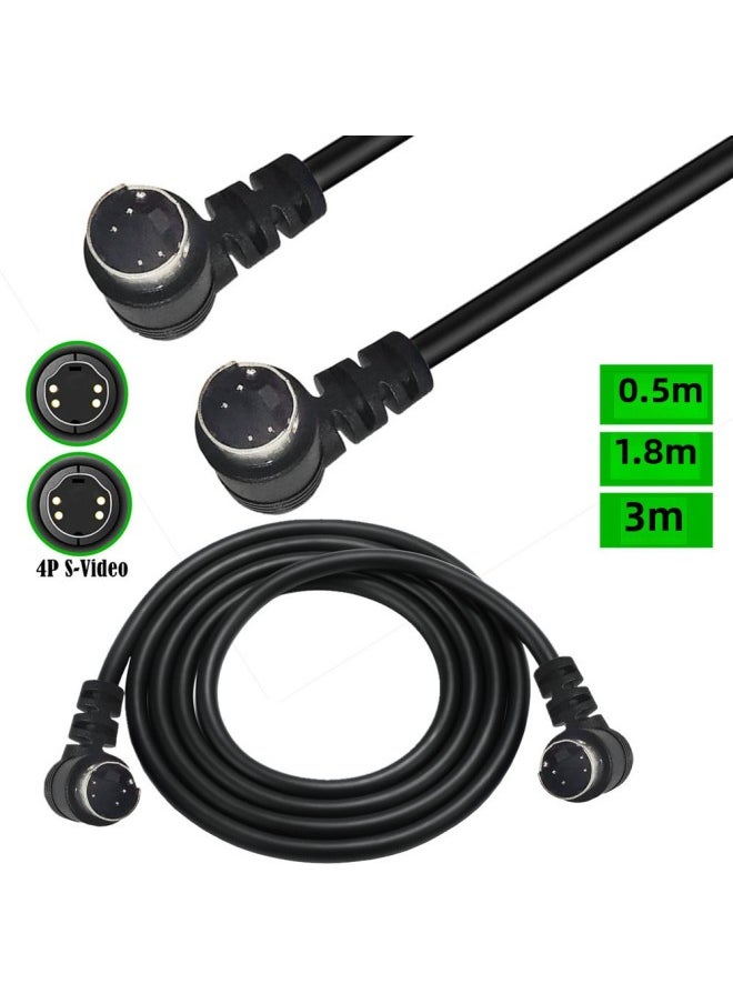 Generic - S-Video Video Cable 4-pin SVHS Camera Home Theater DSS Receiver Video Recorder DVR, PVR-Color:S-vdieo 4p Male Double Bend-Line Length:50cm - Image 1