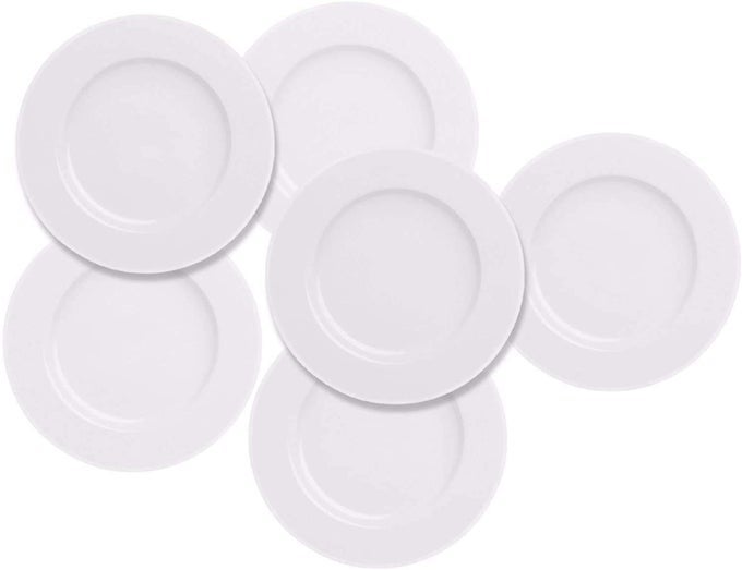 6PCS SALAD DESSERT PLATE 75INCH WHITE PORCELAIN DINNER WITH ROUND FLAT DESIGN GOOD FOR THE GIFT