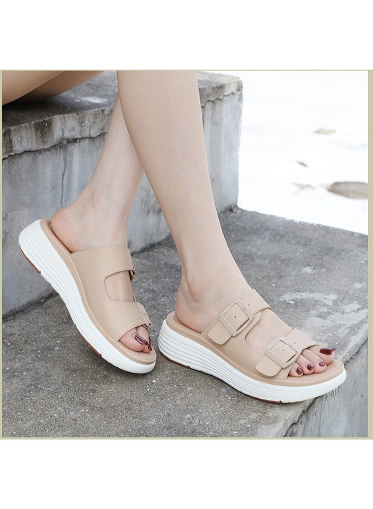 NIBEMINENT Summer  Women Double Buckle Adjustable Solid Color Narrow Band  Out Door Shoes Open Toe  - Image 4