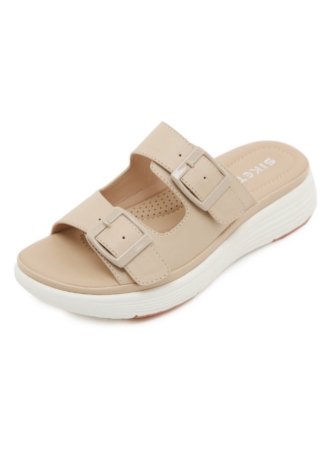 NIBEMINENT Summer  Women Double Buckle Adjustable Solid Color Narrow Band  Out Door Shoes Open Toe  - Image 1