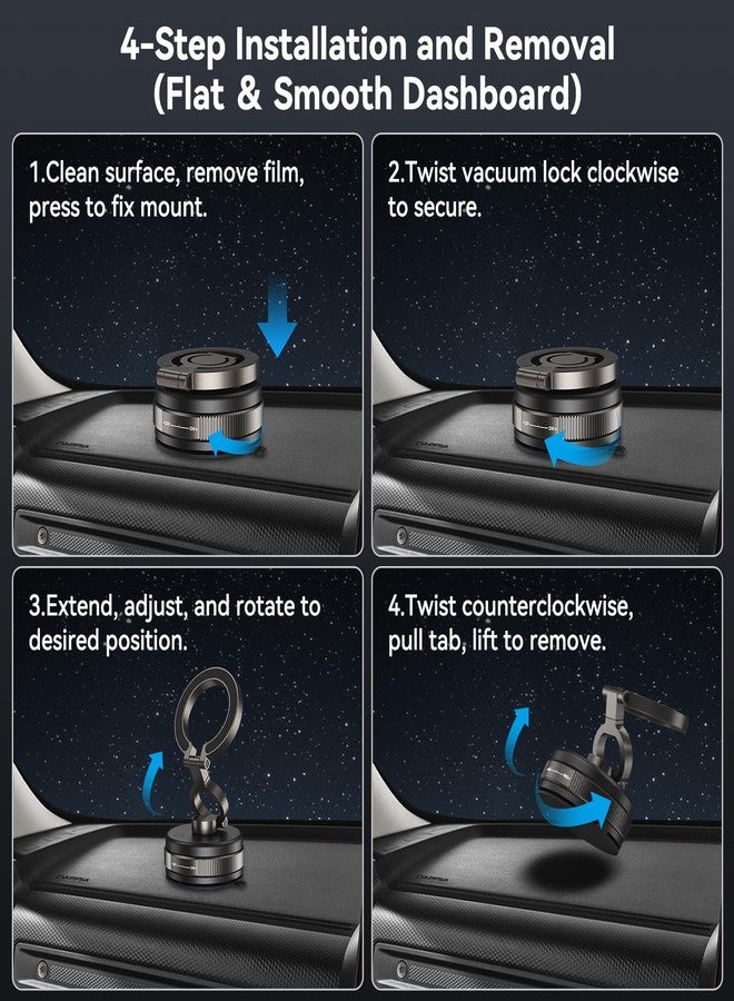 ELUTENG Suction Cup Phone Mount 360° Vacuum Magnetic Phone Holder for Car Metal Strut Car Mount Compatible for iPhone 17 16 15 14 13 12 & Samsung Android Magsafe Case - Image 5