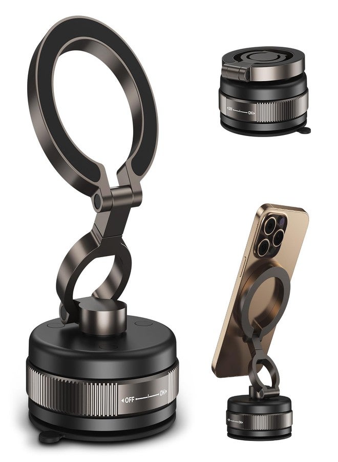ELUTENG Suction Cup Phone Mount 360° Vacuum Magnetic Phone Holder for Car Metal Strut Car Mount Compatible for iPhone 17 16 15 14 13 12 & Samsung Android Magsafe Case - Image 1