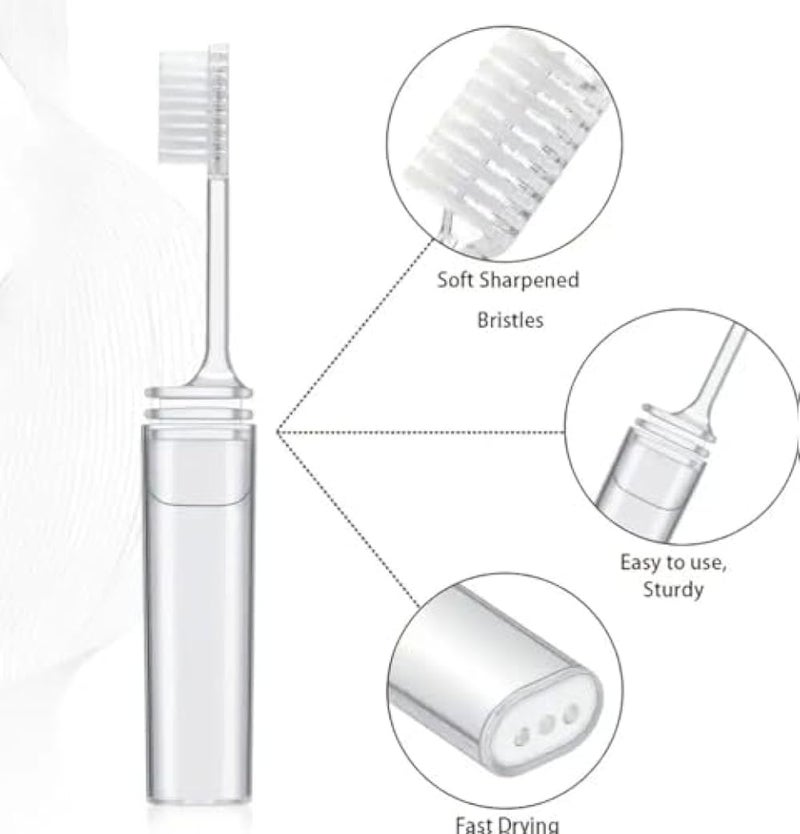 Portable Travel Toothbrush with Case, Black, Compact Foldable Design, Soft Bristles, 16cm Length - Image 2