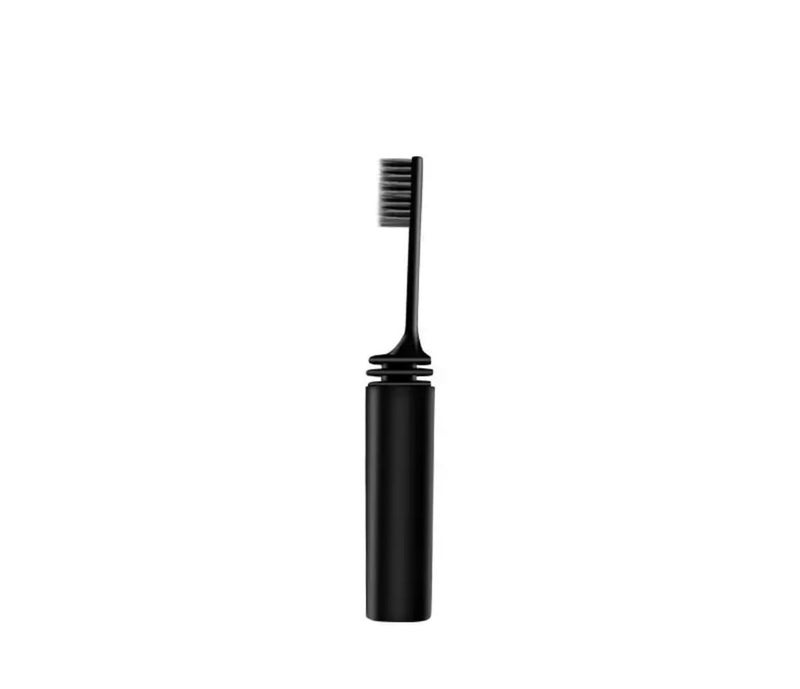 Portable Travel Toothbrush with Case, Black, Compact Foldable Design, Soft Bristles, 16cm Length - Image 1