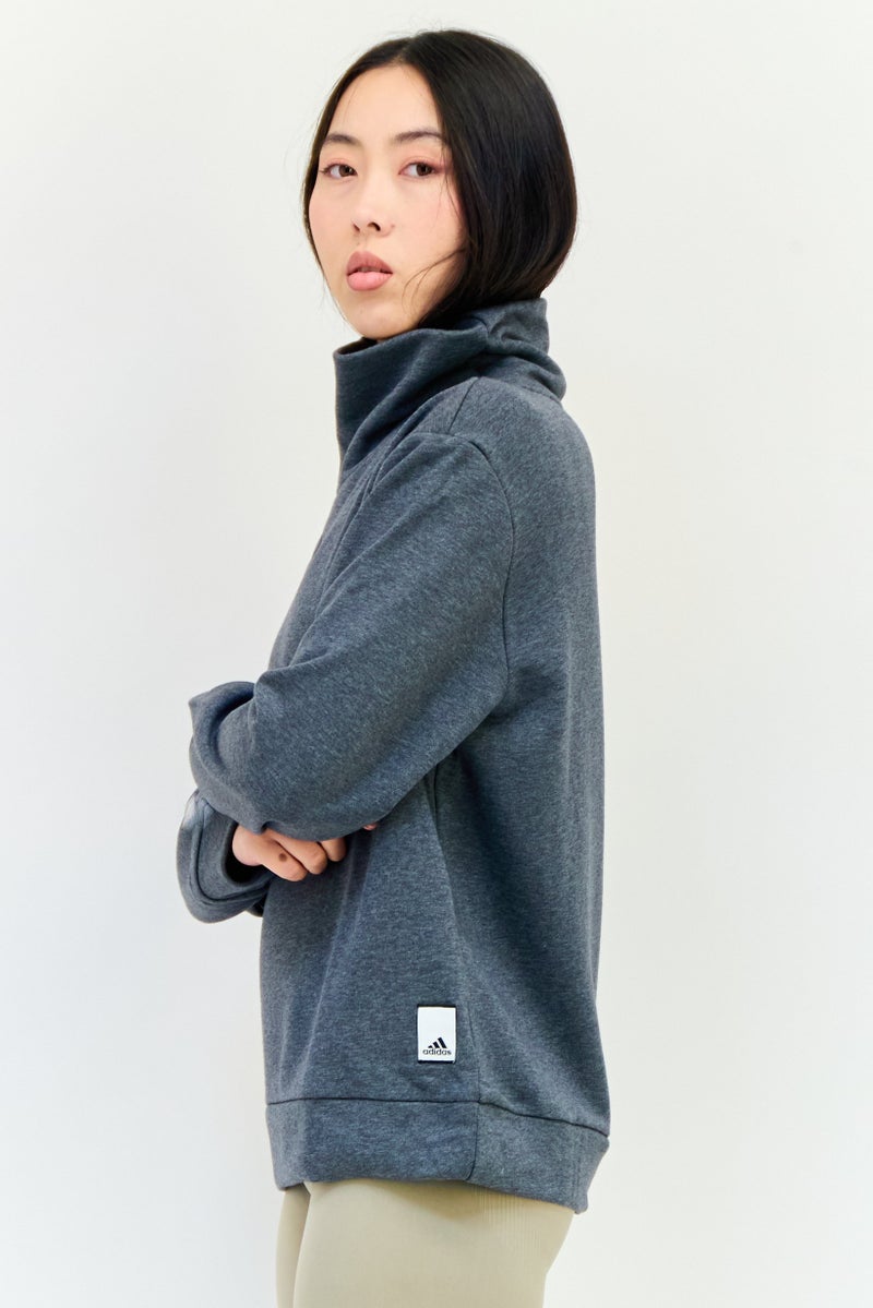 Adidas سويت شيرت رياضي نسائي بأكمام طويلة مناسب في الهواء الطلق، رمادي داكن - Image 3