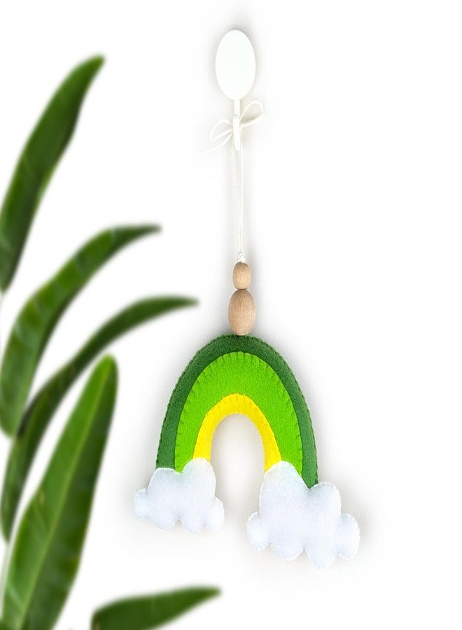 AGD Handmade لعبة قوس قزح معلقة مصنوعة يدويًا من AGD، زينة لسرير الأطفال حديثي الولادة، ديكور جدار غرفة نوم الأطفال، هدية تذكارية لحفلات أعياد الميلاد، تعليقة للحقيبة (أخضر أصفر - 6 بوصات × 3 بوصات) - Image 4