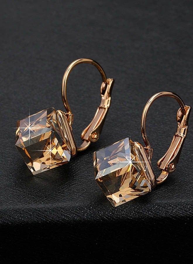 EVEVIC Cube Austrian Crystal Drop Leverback Earrings for Women Fashion 14K Rose Gold Plated Hypoallergenic Jewelry - Image 5