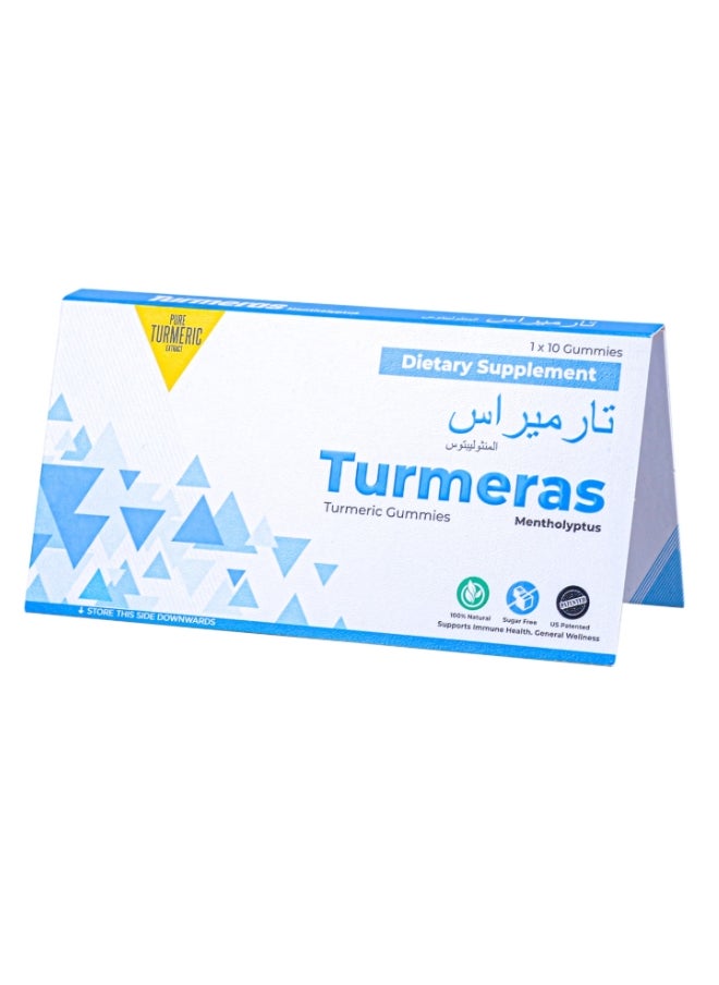 Turmeras - Turmeras Mentholyptus, Turmeric Gummy,  Curcumin,  Soft-gel, Natural Immunity Booster,  Cold & Cough 10 pieces - Image 1