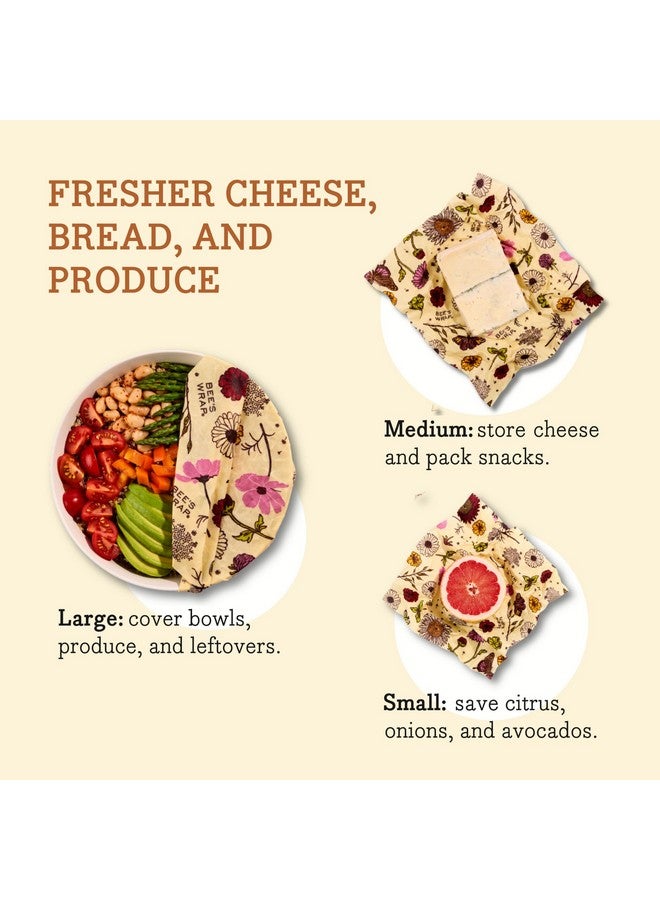 Bee's Wrap Bee's Wrap Vegan Beeswax Wraps for Food - Vegan Meadow Magic 3 Pack (S, M, L) Made in USA Reusable & Organic Food Wraps, Sandwich Wrap & Bowl Covers - Eco Alternative to Aluminum Foil & Plastic Wrap  - Image 4