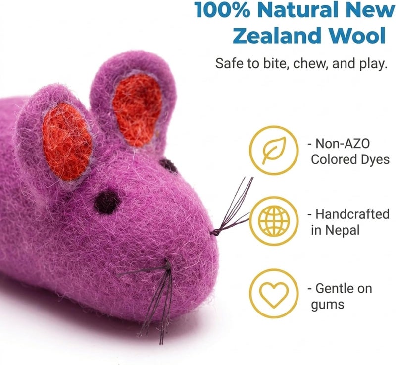 Glaciart One ألعاب قطط من نوع “Glaciart One Felt Mouse” مصنوعة من صوف طبيعي 100%، تحتوي على نبات النيبت، آمنة للحيوانات الأليفة، باستخدام أصباغ غير تحتوي على مادة AZO، طول اللعبة 100 بوصة. - Image 4