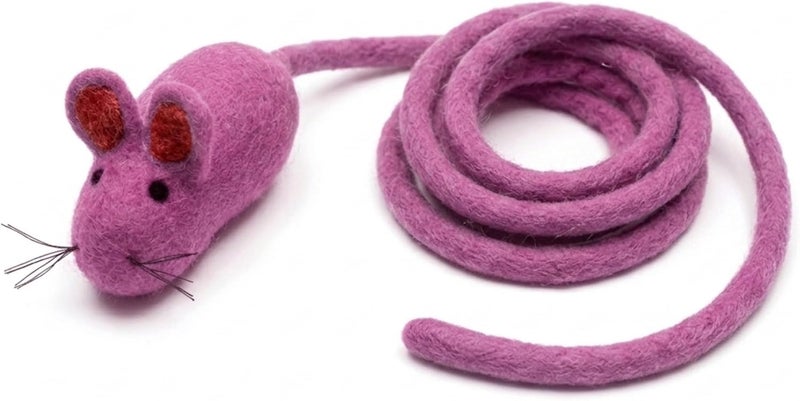 Glaciart One ألعاب قطط من نوع “Glaciart One Felt Mouse” مصنوعة من صوف طبيعي 100%، تحتوي على نبات النيبت، آمنة للحيوانات الأليفة، باستخدام أصباغ غير تحتوي على مادة AZO، طول اللعبة 100 بوصة. - Image 1