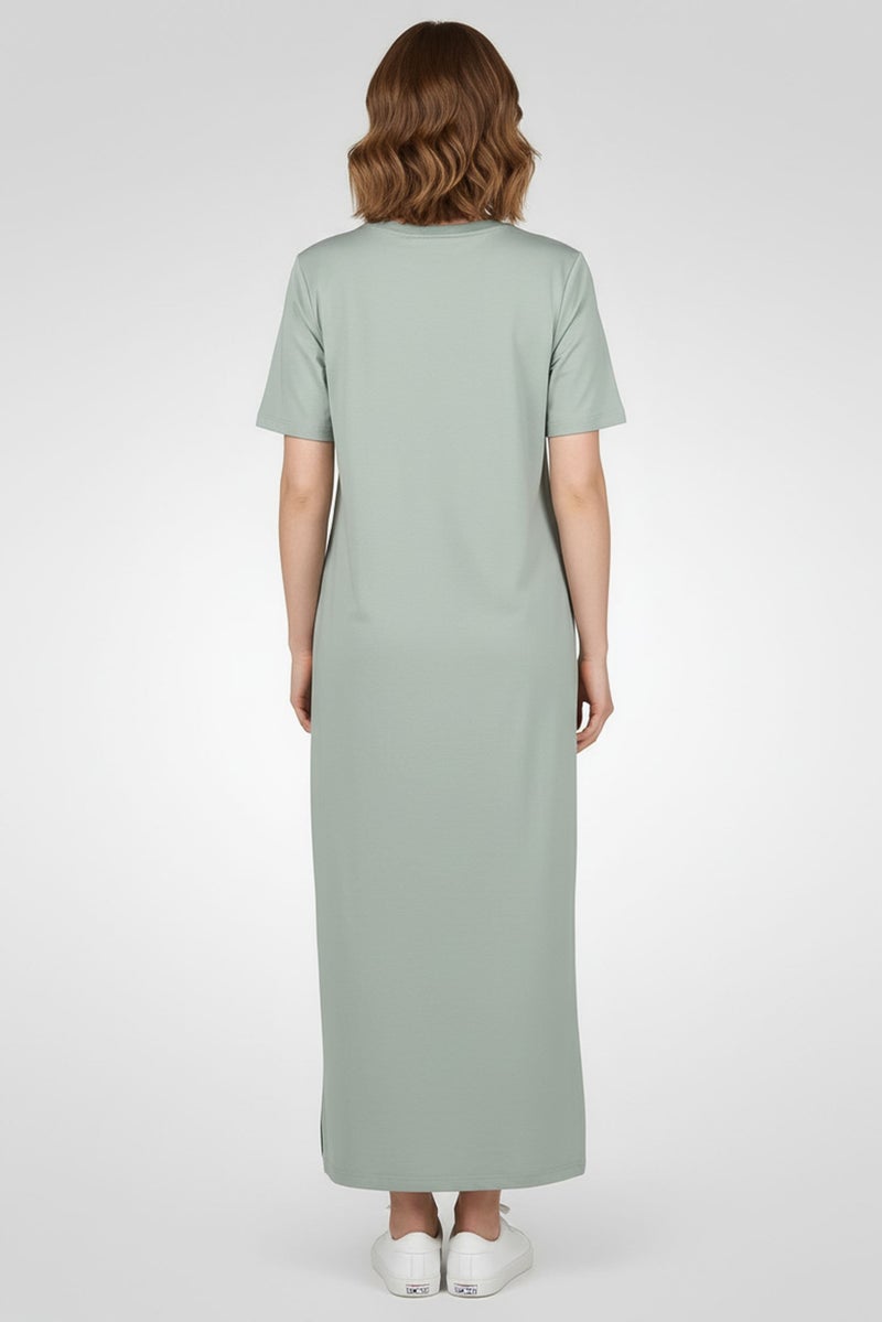 Fudo Comforts by Fudo Women Solid Shirt Dress, Green - Image 4