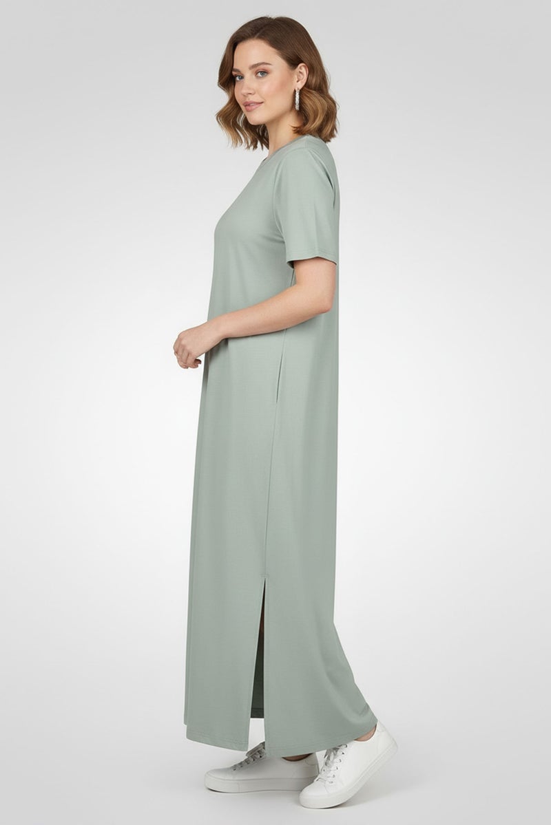 Fudo Comforts by Fudo Women Solid Shirt Dress, Green - Image 3
