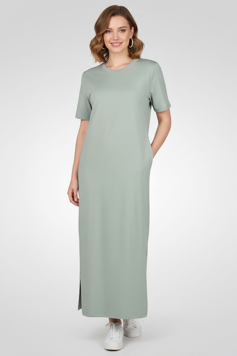 Fudo Comforts by Fudo Women Solid Shirt Dress, Green - Image 1