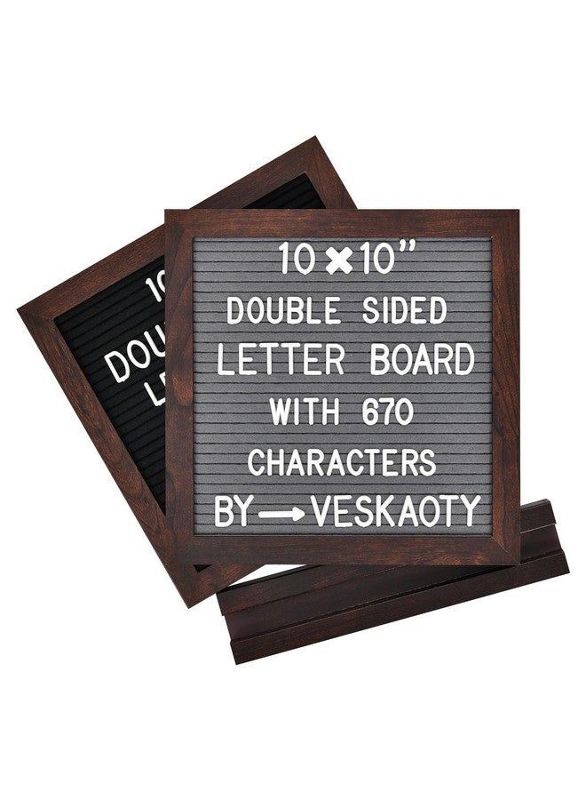 Veskaoty Double Sided Felt Letter Board With 670 Letters, Numbers & Symbols - 10 X 10 Inch Changeable Message Board With Wooden Base, (Black & Gray Board & Wood Frame) - Image 1