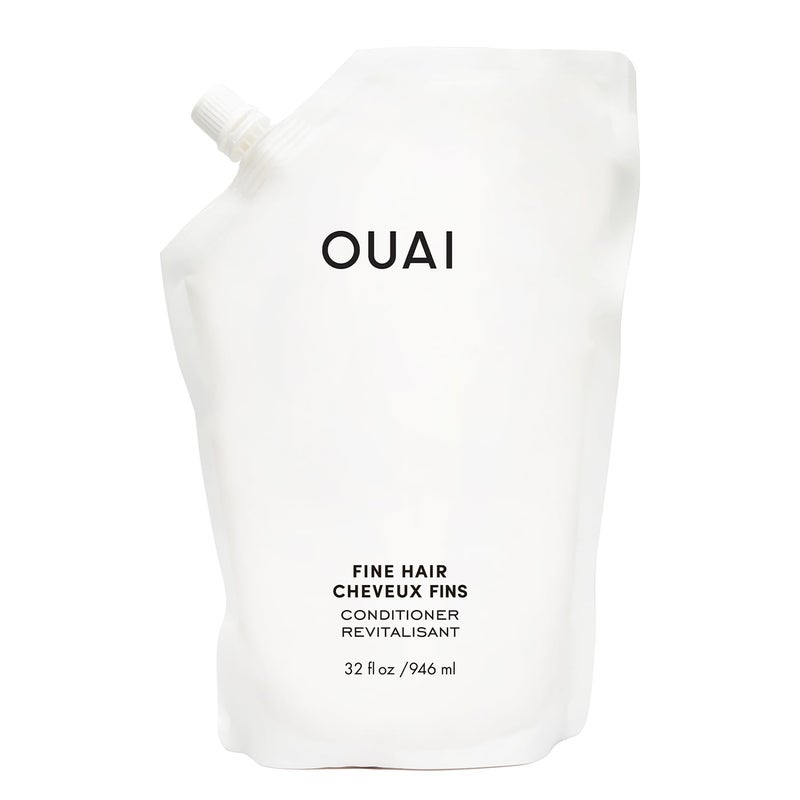 OUAI Fine Hair Conditioner Refill - Volumizing Conditioner Made with Keratin, Biotin and Chia Seed Oil - Adds Softness, Bounce and Volume - Free from Parabens, Sulfates, and Phthalates (32 Oz) - Image 1