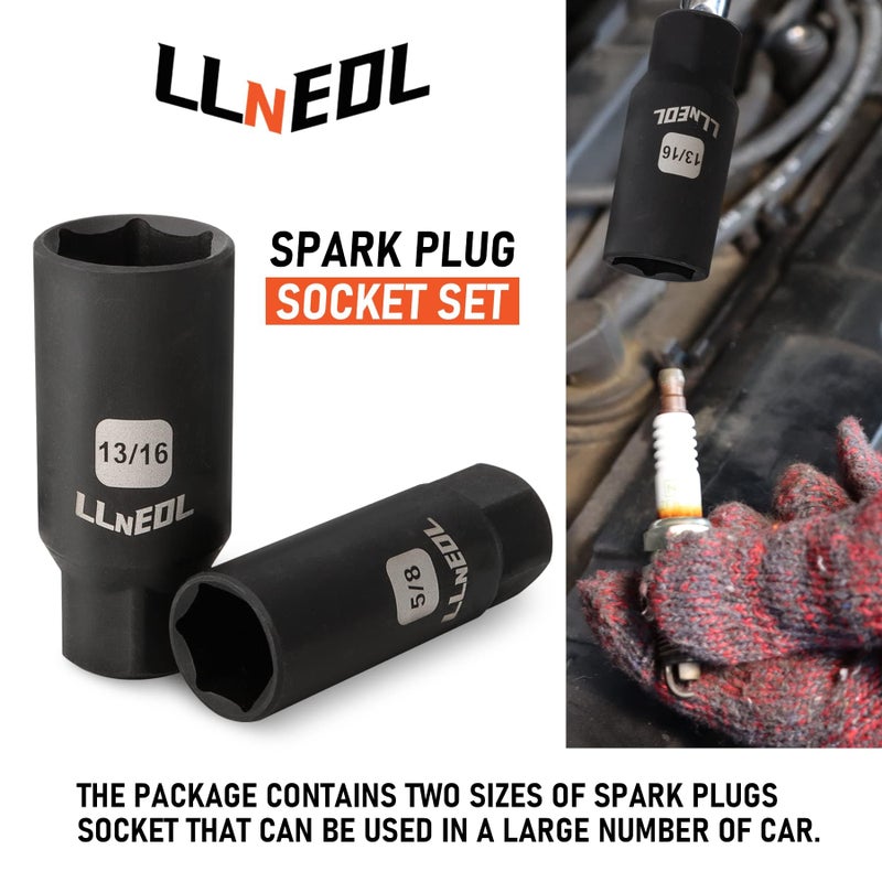 Llnedl 3/8"" Drive Impact Socket Set 95Pcs Spark Plug Socket (5/8"" 13/16"") 6 Point Metric & Sae From 5/16""- 3/4"" 8-22Mm Cr-V Deep & Shallow Kit With Quick Release Ratchet (72-Tooth) For Home & Diy - Image 5