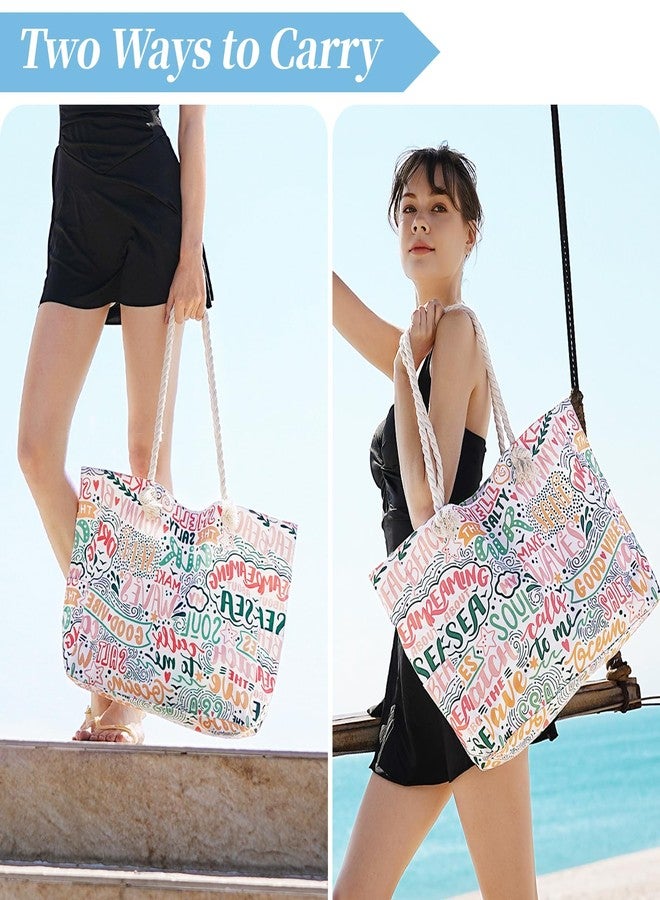 Tavaleu Beach Bags for Women - Large Beach Tote Bag, Women Sandproof Pool Bag, Beach Bag for Pool Gym Grocery Travel, Multicolored - Image 3