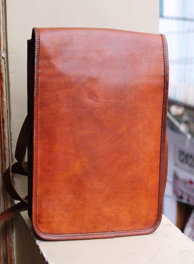 RSN Unisex Leather Bags and Backpacks For College, Travelling, Camping, Cycling and Hiking - Brown - Size: LxBxH - 25x7.5x33 cm - Image 5