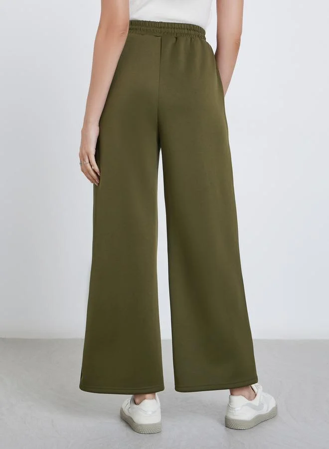 Styli Wide Leg Scuba Jogger with Drawstring