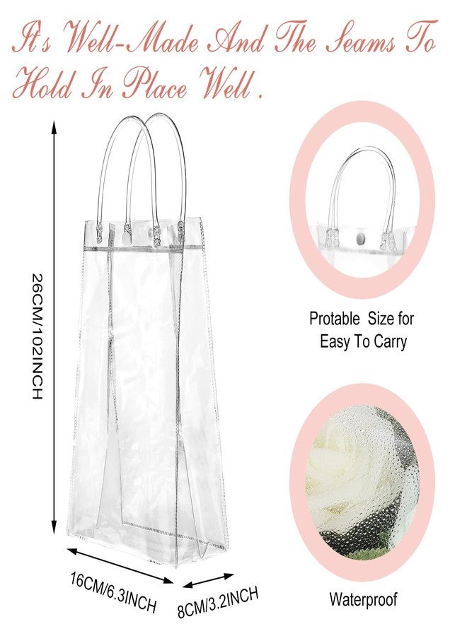 Saintrygo 50 Pcs Clear Plastic Gift Bags with Handles PVC Reusable Party Favour Plastic Gift Bag Transparent Goodie Bag Bulk for Gifts Wedding Birthday Graduation Mother's Day(10.2 x 6.3 x 3.2 Inches - Image 2
