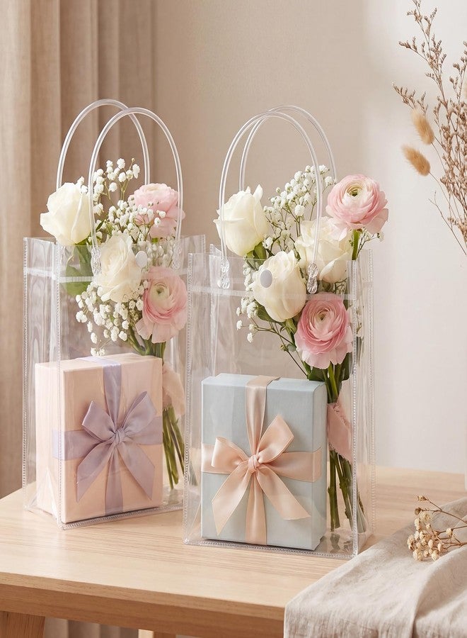 Saintrygo 50 Pcs Clear Plastic Gift Bags with Handles PVC Reusable Party Favour Plastic Gift Bag Transparent Goodie Bag Bulk for Gifts Wedding Birthday Graduation Mother's Day(10.2 x 6.3 x 3.2 Inches - Image 4