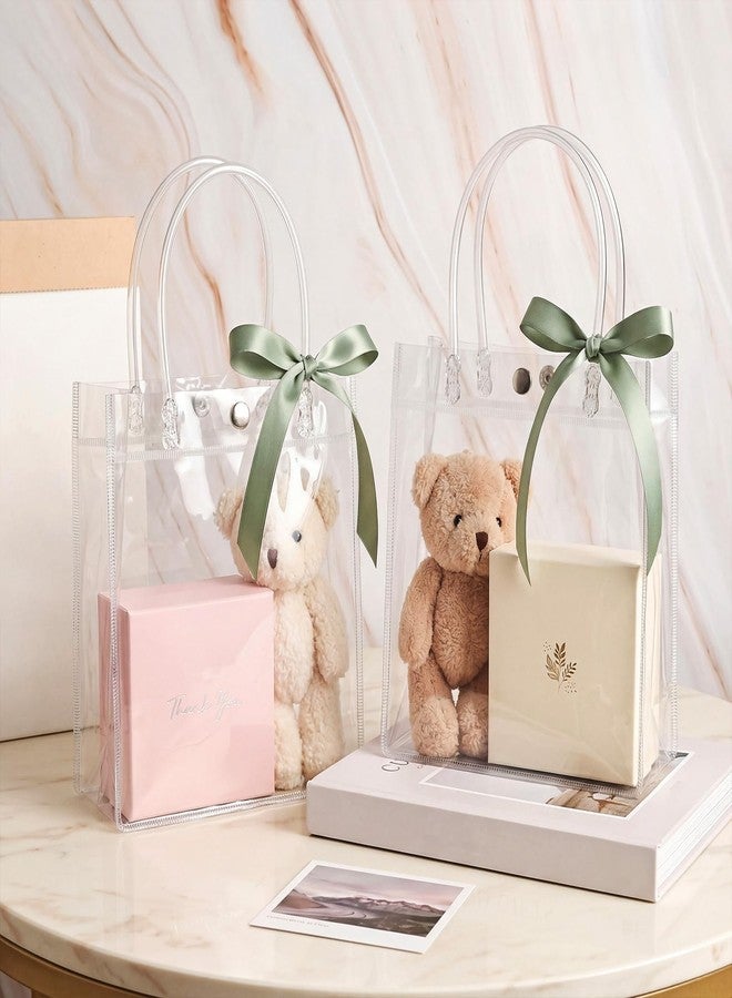 Saintrygo 50 Pcs Clear Plastic Gift Bags with Handles PVC Reusable Party Favour Plastic Gift Bag Transparent Goodie Bag Bulk for Gifts Wedding Birthday Graduation Mother's Day(10.2 x 6.3 x 3.2 Inches - Image 3