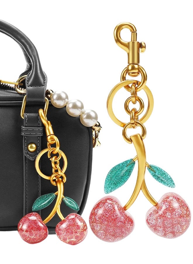 Cherry Bag Charm, Versatile Key Ring, Lucky Charm, Personalised Car Accessory, Fashionable Accessories For Bags Or Keys - Image 1