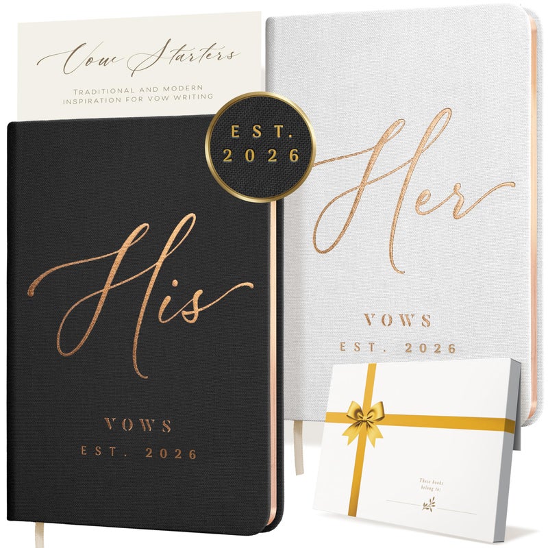 ARTESORI Personalized 2026 Vow Books His & Hers - White & Black Linen Wedding Vow Books Ideal as Accessories for Brides & Grooms, His & Hers Gifts - Wedding Registry Must Haves 2026 & Elopement Essentials - Image 3